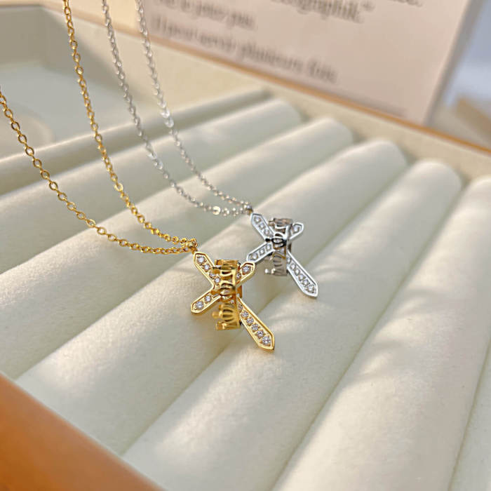 Wholesale Stainless Steel Crown Cross Necklace