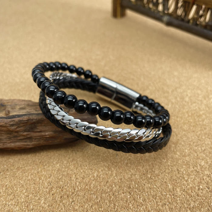 Wholesale Braided Stainless Steel Bracelet for Men