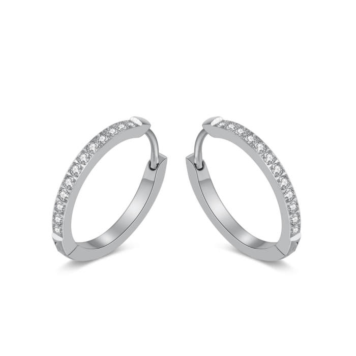 Wholesale Stainless Steel CNC Set Zirconia Earrings
