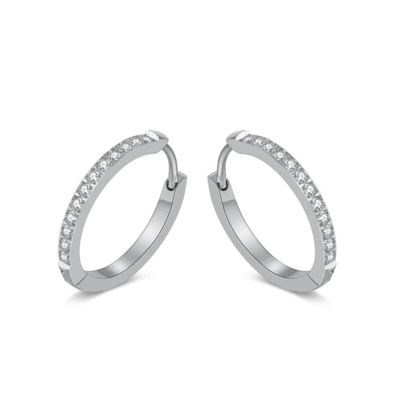 Wholesale Stainless Steel CNC Set Zirconia Earrings