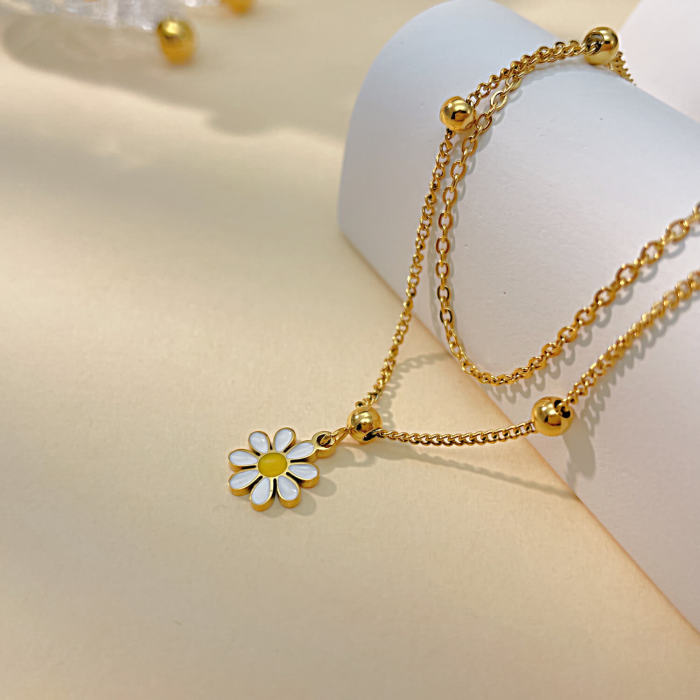 Wholesale Stainless Steel Anklet with Little Daisy