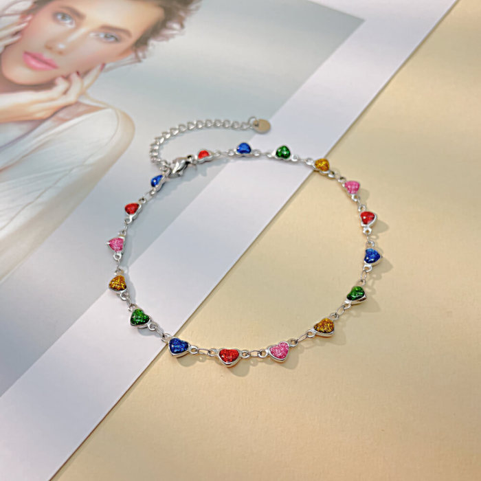 Wholesale Steel New Colorful Love Anklets