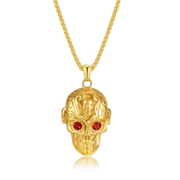 Wholesale Stainless Steel Skull Pendant with CZ