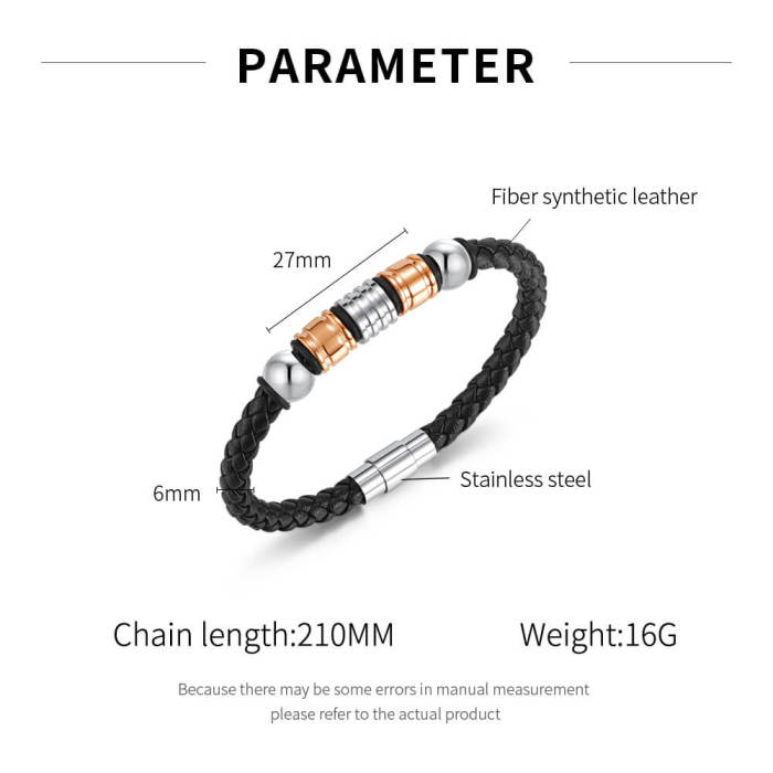 Wholesale Stainless Steel Bead Leather Bracelet