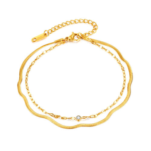 Wholesale Double Snakebone Chain Stainless Steel Anklet