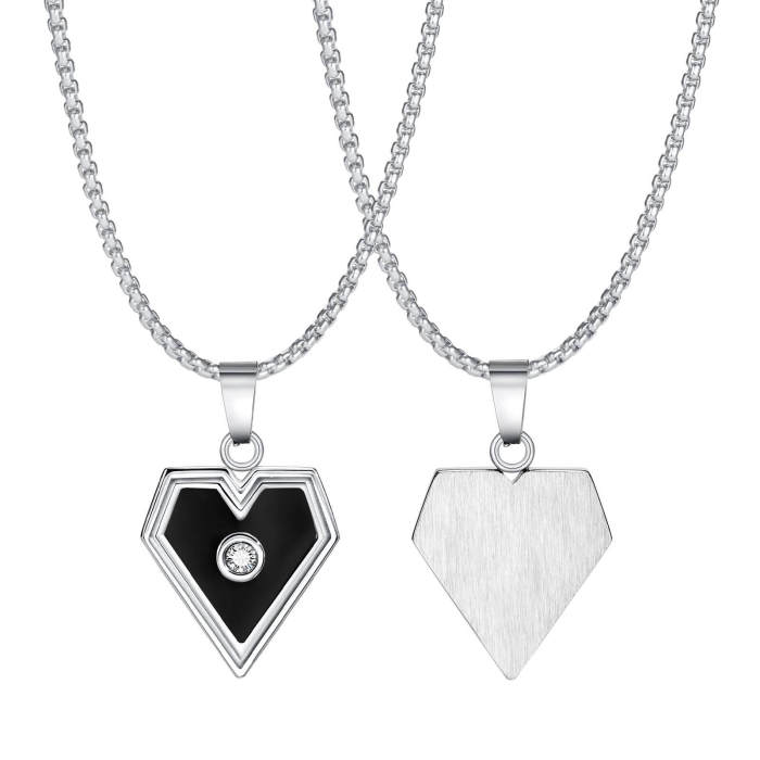 Wholesale Stainless Steel White Rhinestone Heart Pendant