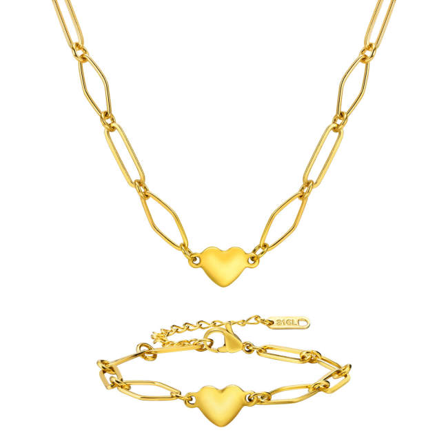 Wholesale Stainless Steel Heart Bracelet Necklace