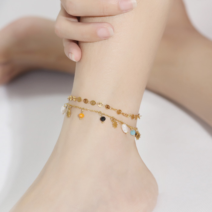 Wholeasle Stainless Steel Double-layer Anklet