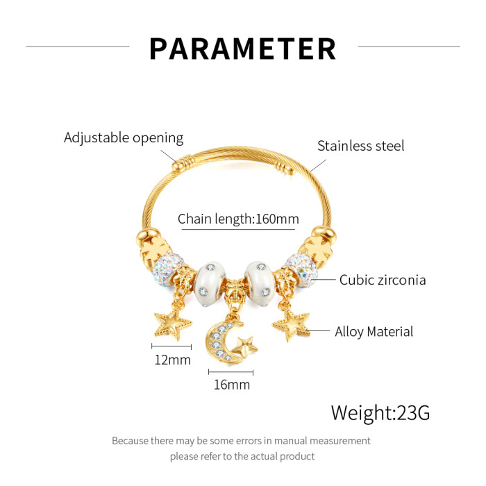 Wholesale Stainless Steel Bangle with Alloy Charms