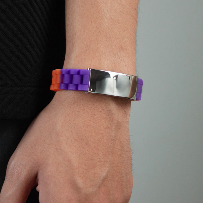 Wholesale Silicone Stainless Steel Personalized Bracelet