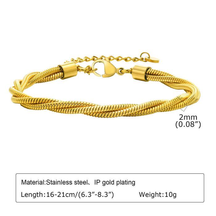 Wholesale Stainless Steel Triple Snake Chain Bracelet