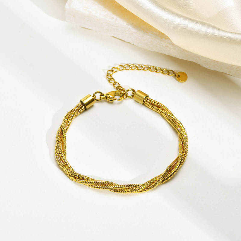Wholesale Stainless Steel Triple Snake Chain Bracelet