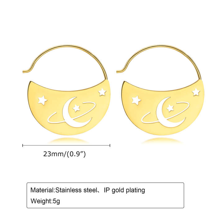 Wholesale Stainless Steel Moon Sun Earring