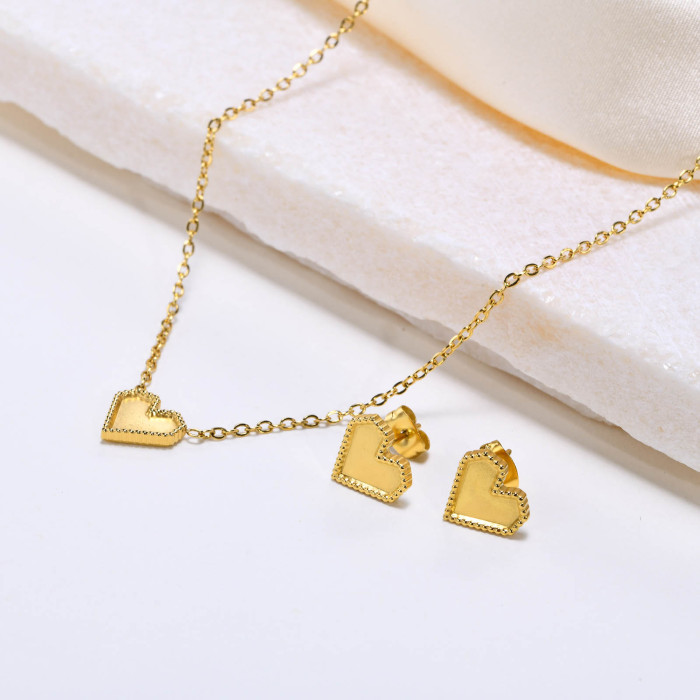 Wholesale Stainless Steel Heart Earring Necklace Set