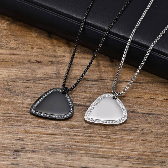 Wholesale Stainless Steel Guitar Pick Necklace