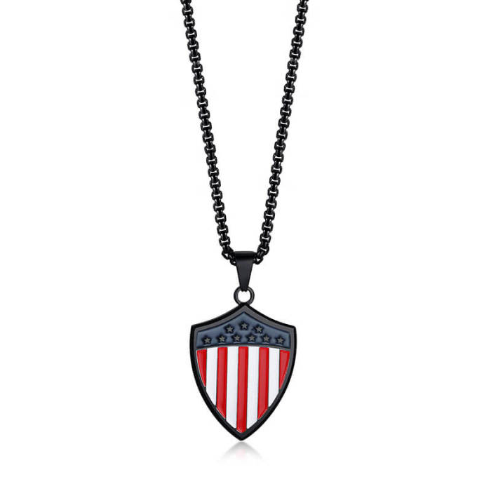 Wholesale Stainless Steel American Flag Shield Pendant