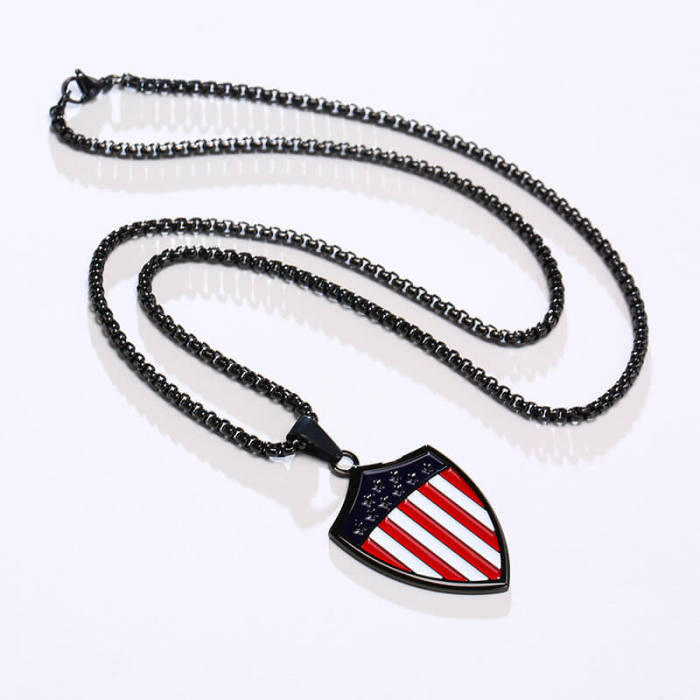 Wholesale Stainless Steel American Flag Shield Pendant