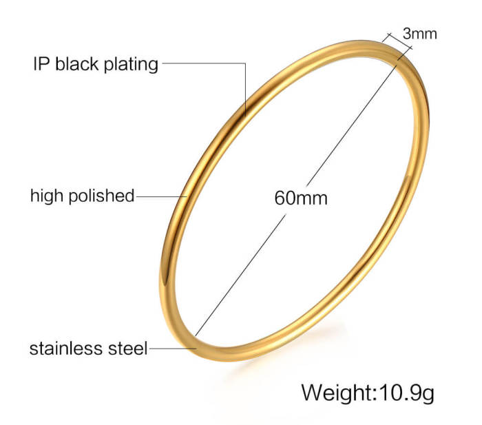 Wholesale Stainless Steel 3mm Bangle