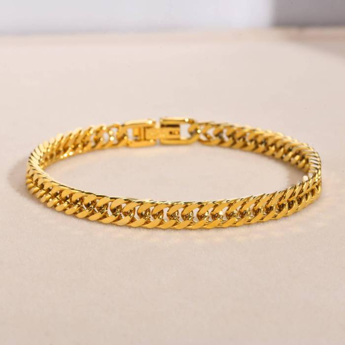 Wholesale Stainless Steel Gold Cuban Chain Bracelet