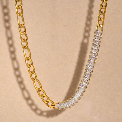 Wholesale Steel Zircon Chain Cuban Chain NK Chain Necklace