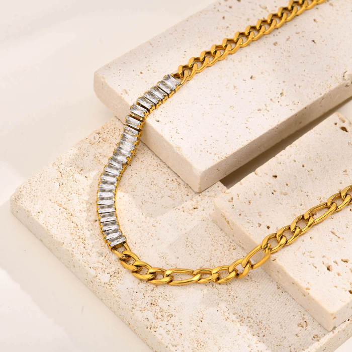 Wholesale Steel Zircon Chain Cuban Chain NK Chain Necklace