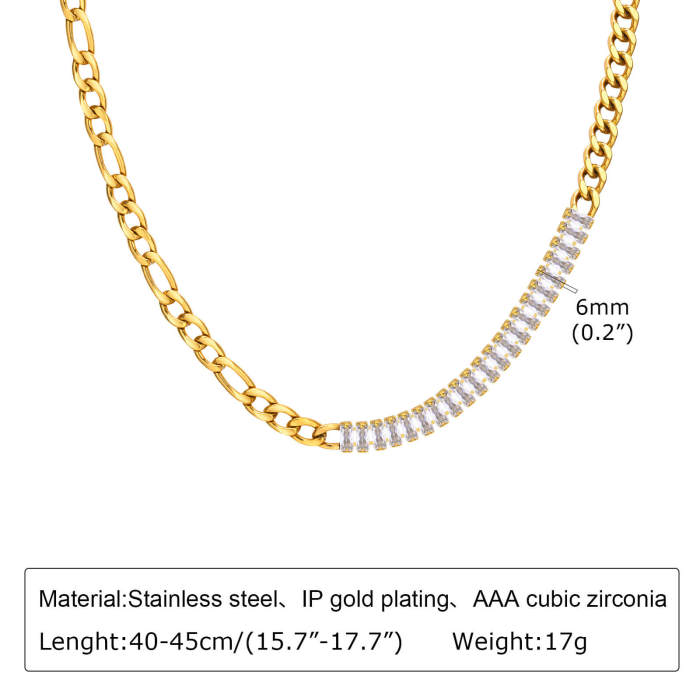 Wholesale Steel Zircon Chain Cuban Chain NK Chain Necklace