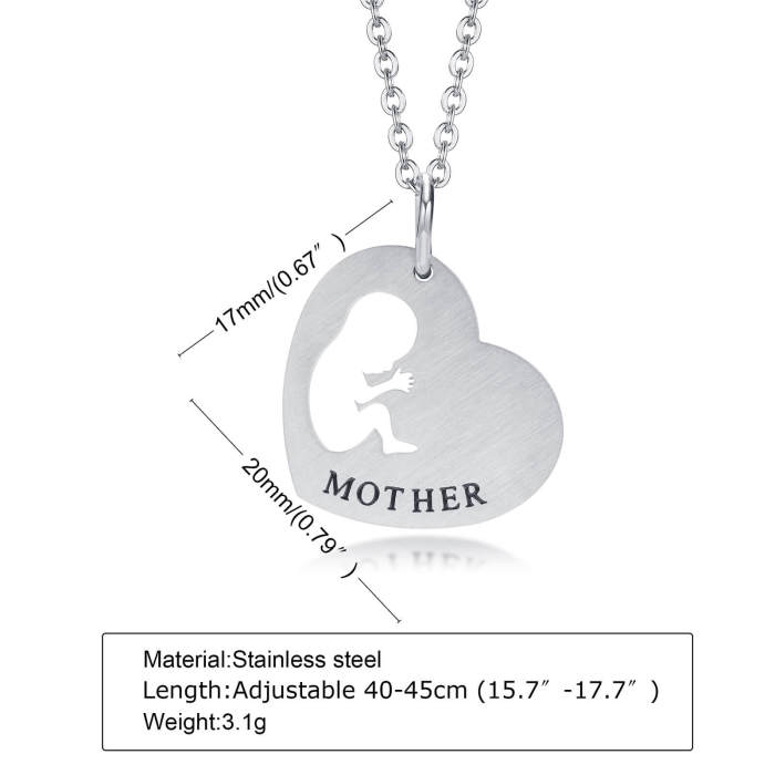 Wholesale Stainless Steel MOTHER Baby Heart Pendant