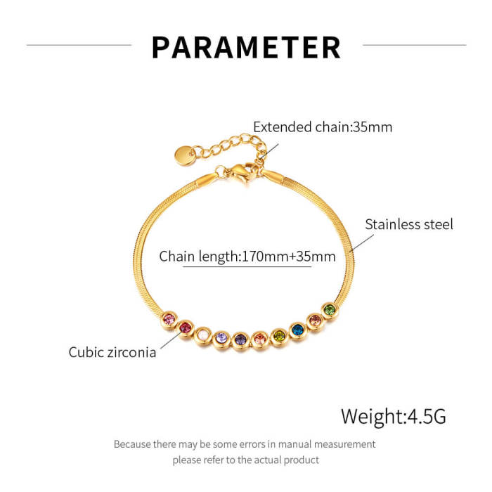 Wholesale Stainless Steel Colored Zirconia Bracelet