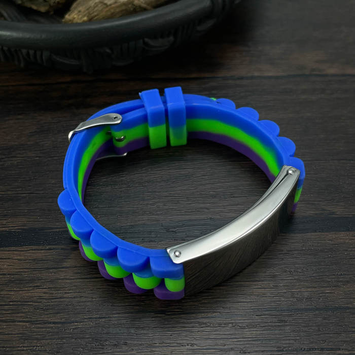 Wholesale Personalized Stainless Steel Silicone Bracelet