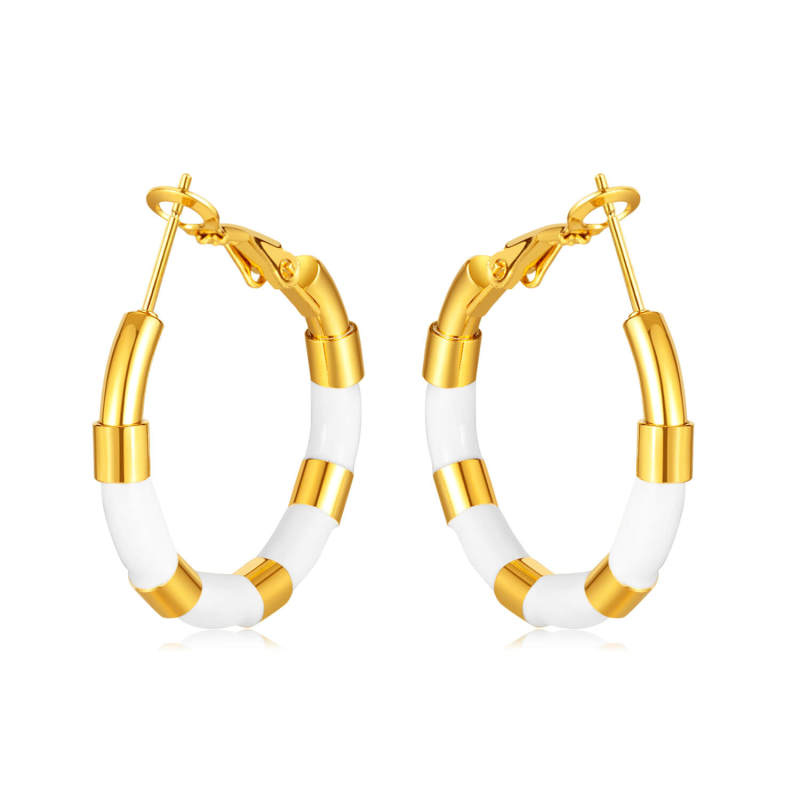 Wholesale Stainless Steel White Bamboo Earrings