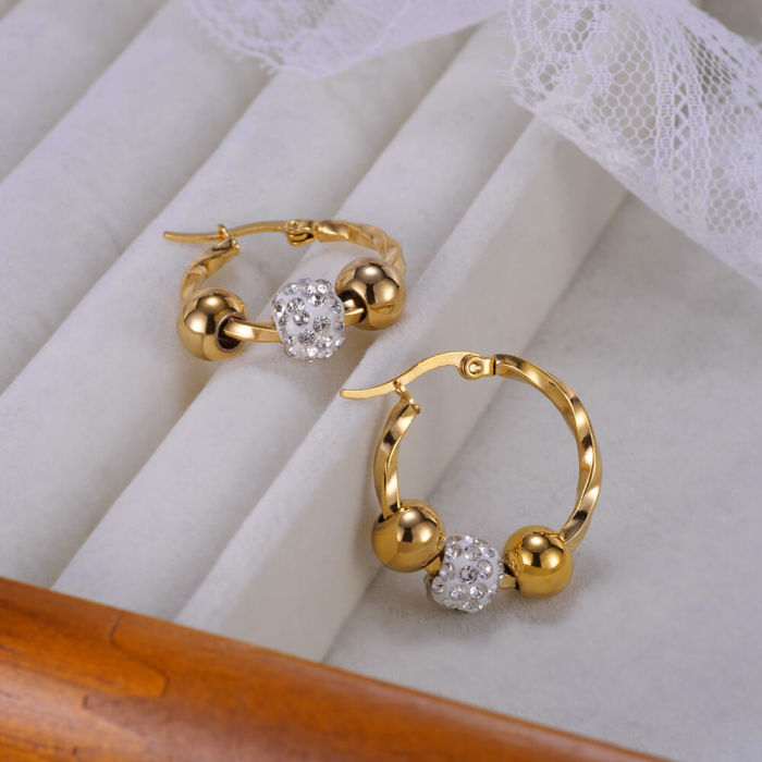 Wholesale Stainless Steel Hoop Earring with Beads