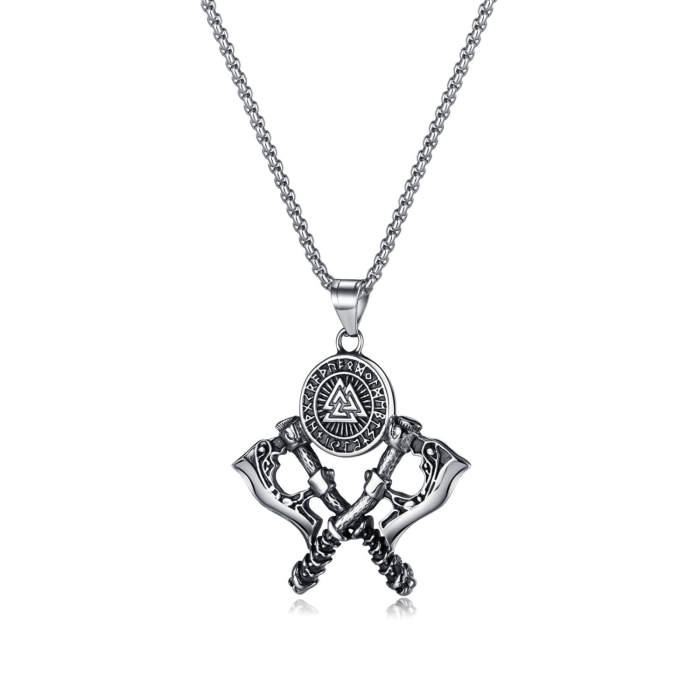 Wholesale Stainless Steel Double Axe Necklace