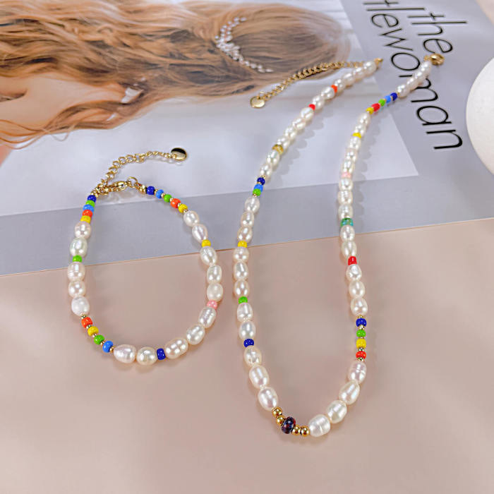 Wholesale Freshwater Pearl Necklace Bracelet Set