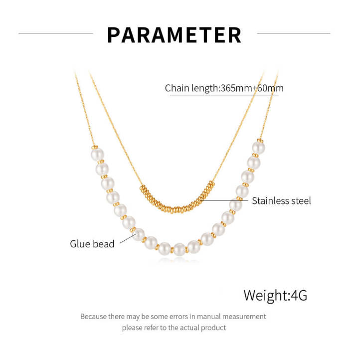 Wholesale Steel Double Layered Pearl Collarbone Chain