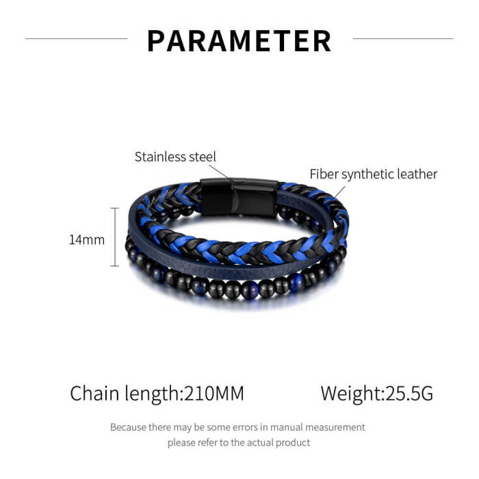 Wholesale Stainless Steel Multi-Leather Bracelet