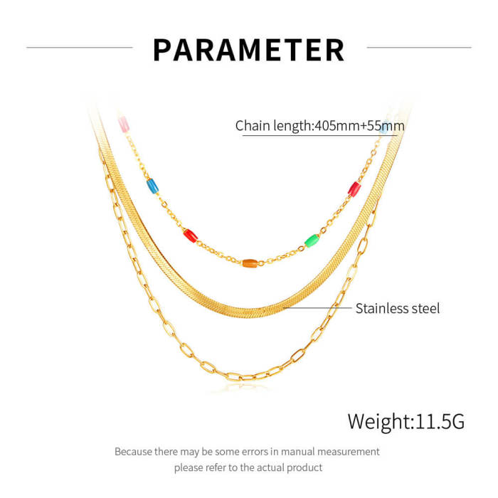 Wholesale Stainless Steel Stacked Chain Necklace