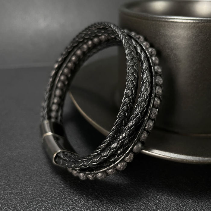 Wholesale Multi-layered Volcanic Stone Leather Bracelet