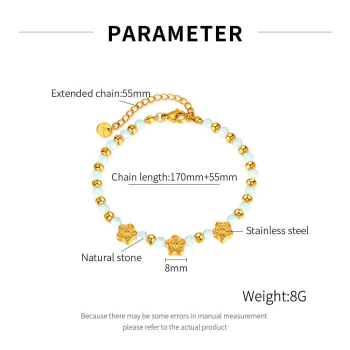 Wholesale Stainless Steel Pentagram Beads Bracelet