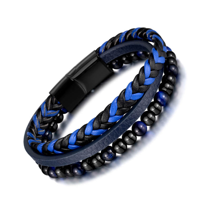 Wholesale Stainless Steel Multi-Leather Bracelet