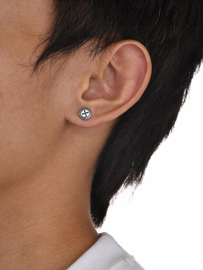 Wholesale Stainless Steel Mens Cross Stud Earring