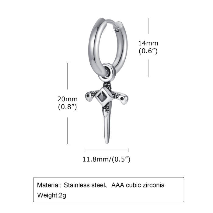 Wholesale Stainless Steel Huggie Earring with Cross