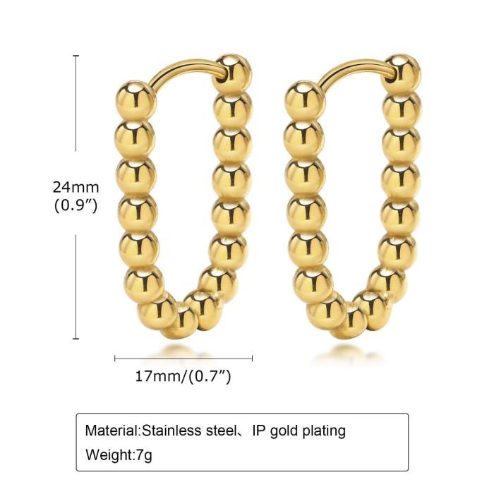 Wholesale Stainless Steel 18K Plated Bead Earrings