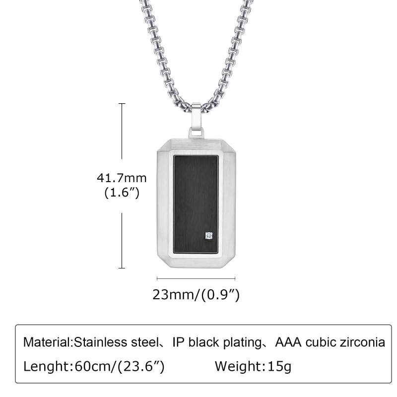 Wholesale Stainless Steel Black CZ Dog Tag