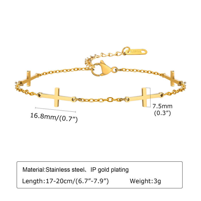 Wholesale Stainless Steel Sideways Cross Bracelet