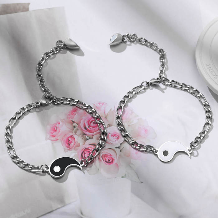 Wholesale Stainless Steel Tai Chi Couple Bracelet