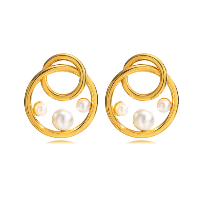 Wholesale Stainless Steel Women's Pearl Earrings