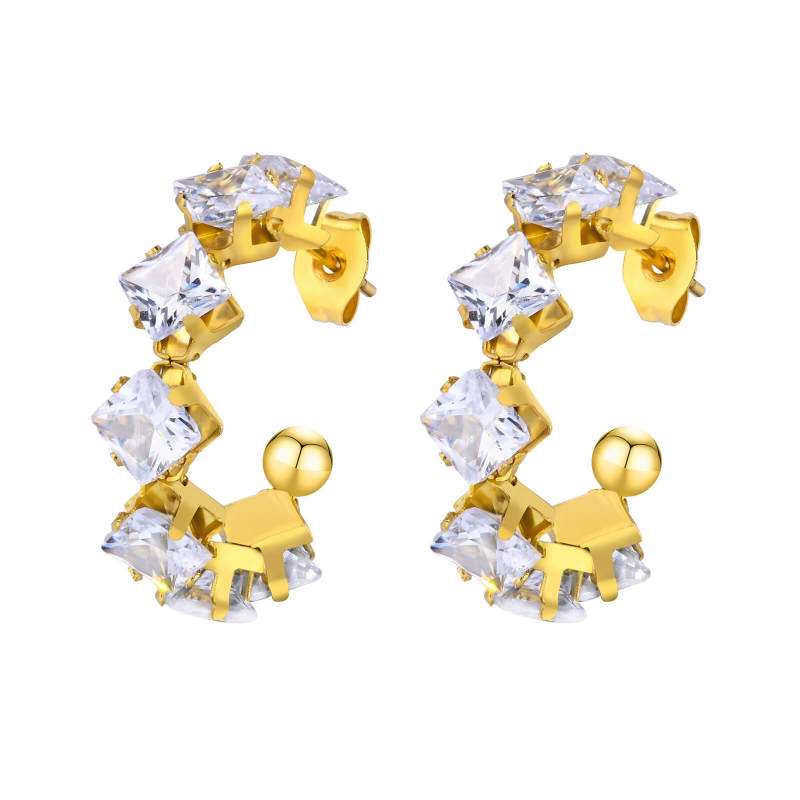 Wholesale Stainless Steel Diamond Zirconia Earrings