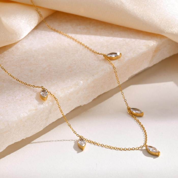 Wholesale Stainless Steel CZ 18K Necklace