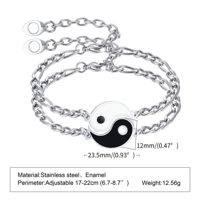 Wholesale Stainless Steel Tai Chi Couple Bracelet