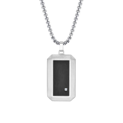Wholesale Stainless Steel Black CZ Dog Tag